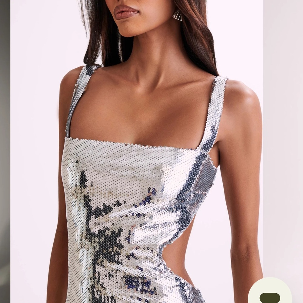 Meshki Adoria Silver Sequin Maxi Dress - Picture 4 of 6